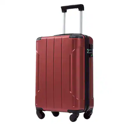 Front. HTUTWOO - Hardshell Luggage - 20-inch Expandable Checked Suitcase, Lightweight Durable ABS, Double Wheels - Red.