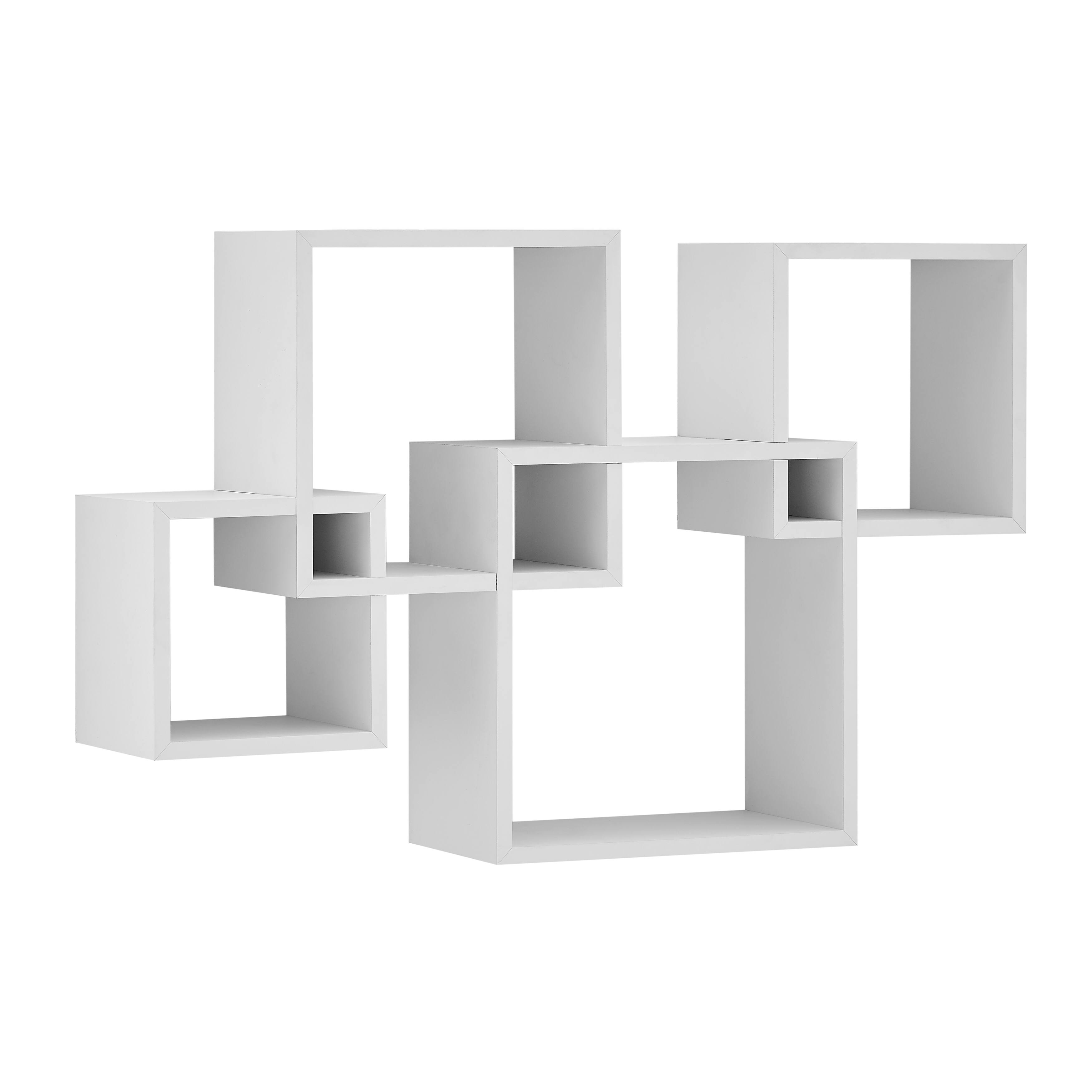 Alt View 10. Danya B - Blocchetto Intersecting Cubes Wall Shelf - White - White.