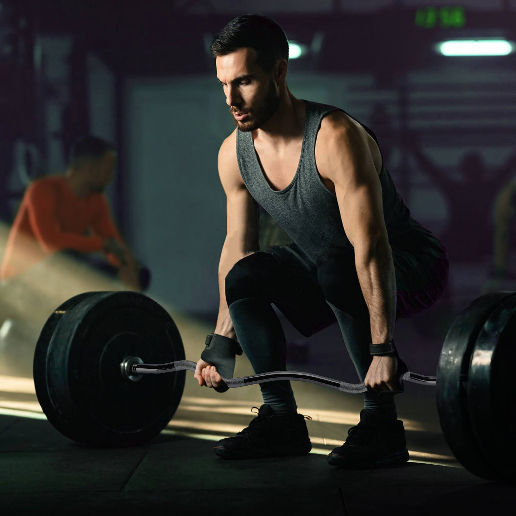 Alt View 6. TROPOW - Silver 47" Olympic EZ Curl Barbell Bar - 500-LBS Capacity Olympic Bar  - silver.