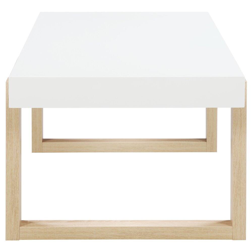 Alt View 4. Coaster Co. of America - Pala Rectangular Coffee Table White High Gloss and Natural - White.