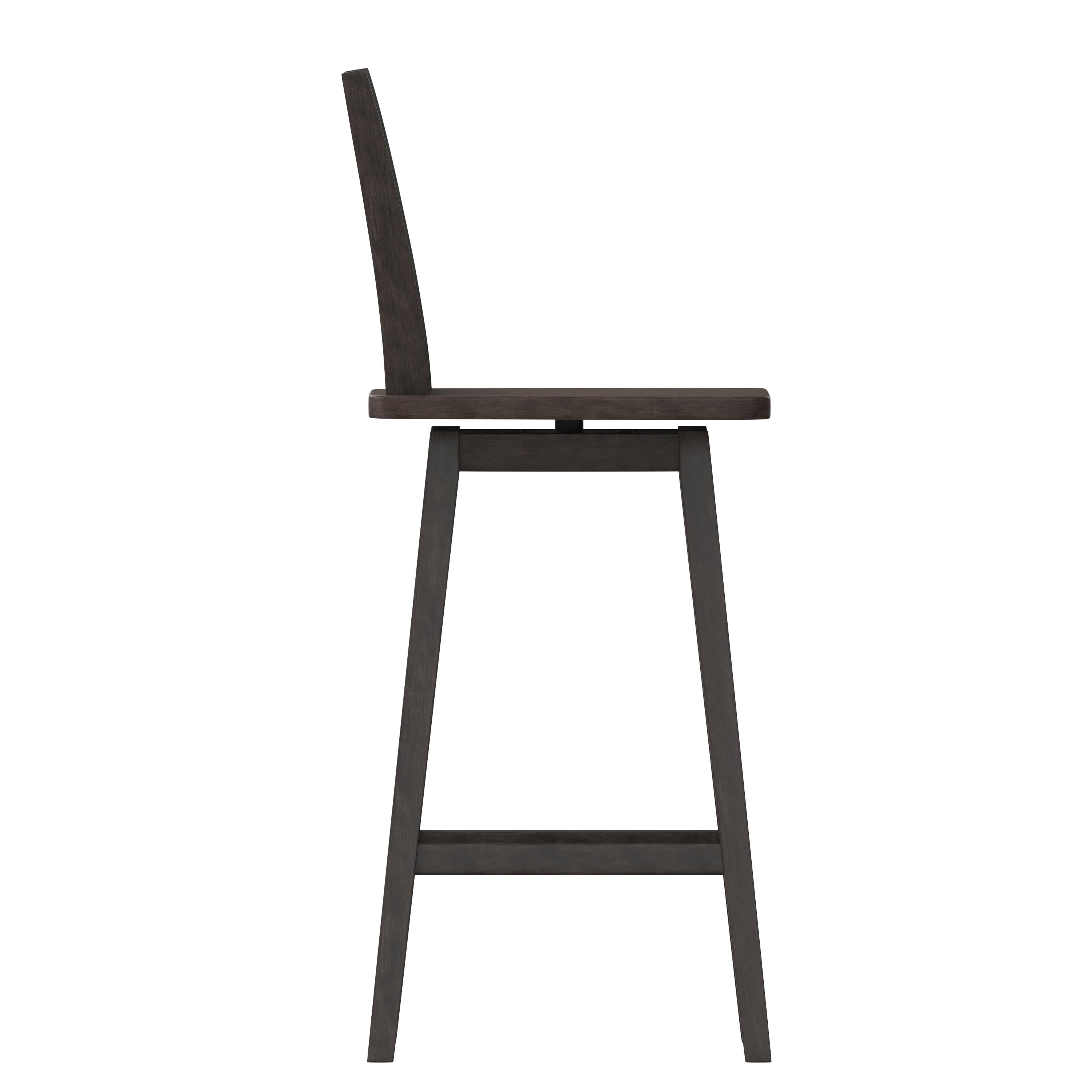 Left. Flash Furniture - Gwendolyn Commercial Grade Solid Wood Modern Farmhouse Swivel Bar Height Barstool in Gray Wash Walnut - Gray.