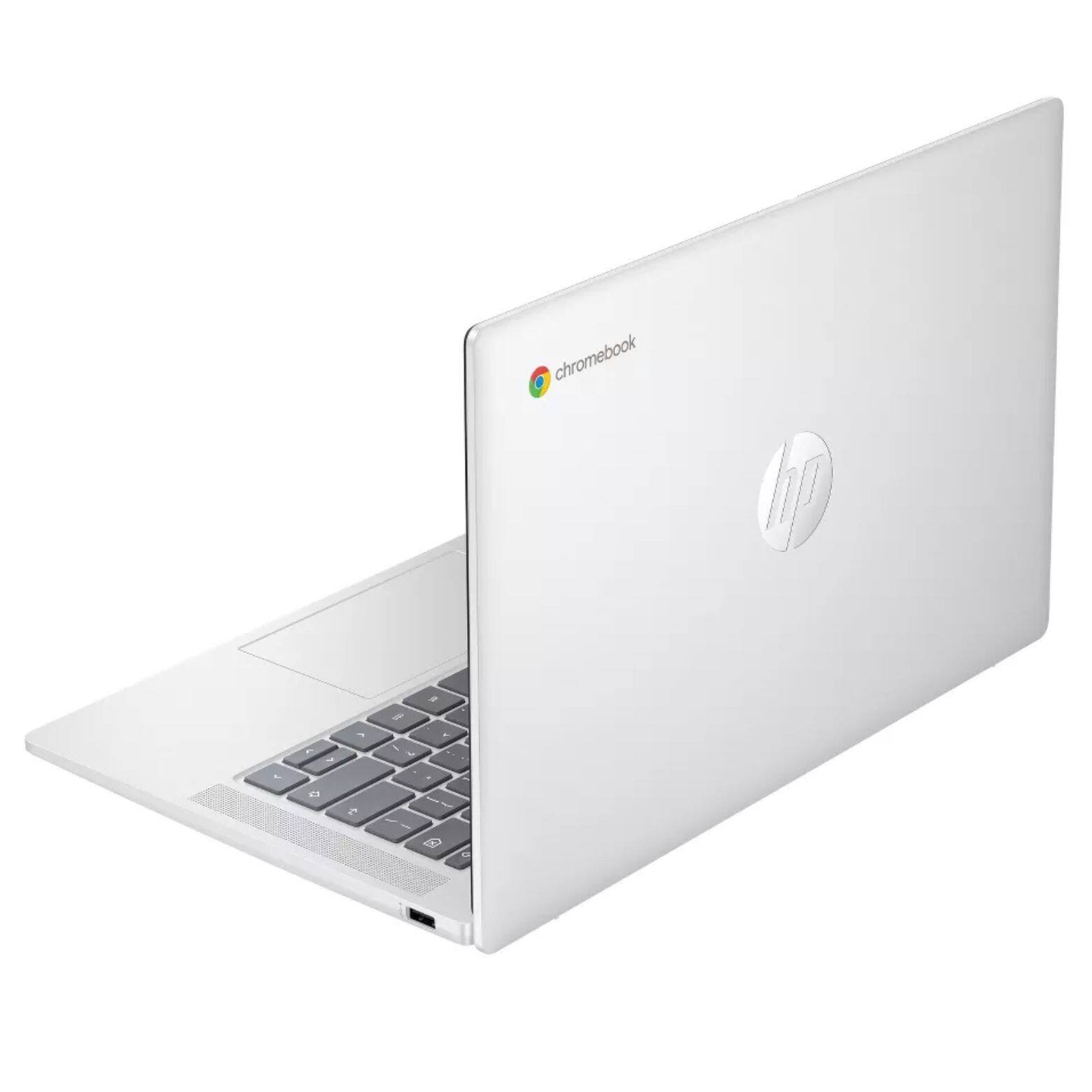 Alt View 3. HP - Chromebook 14a-nf0002tg 14" Intel Processor N100 up to 3.4 GHz Intel UHD Graphics 4GB 64GB eMMC ChromeOS Laptop - Silver.