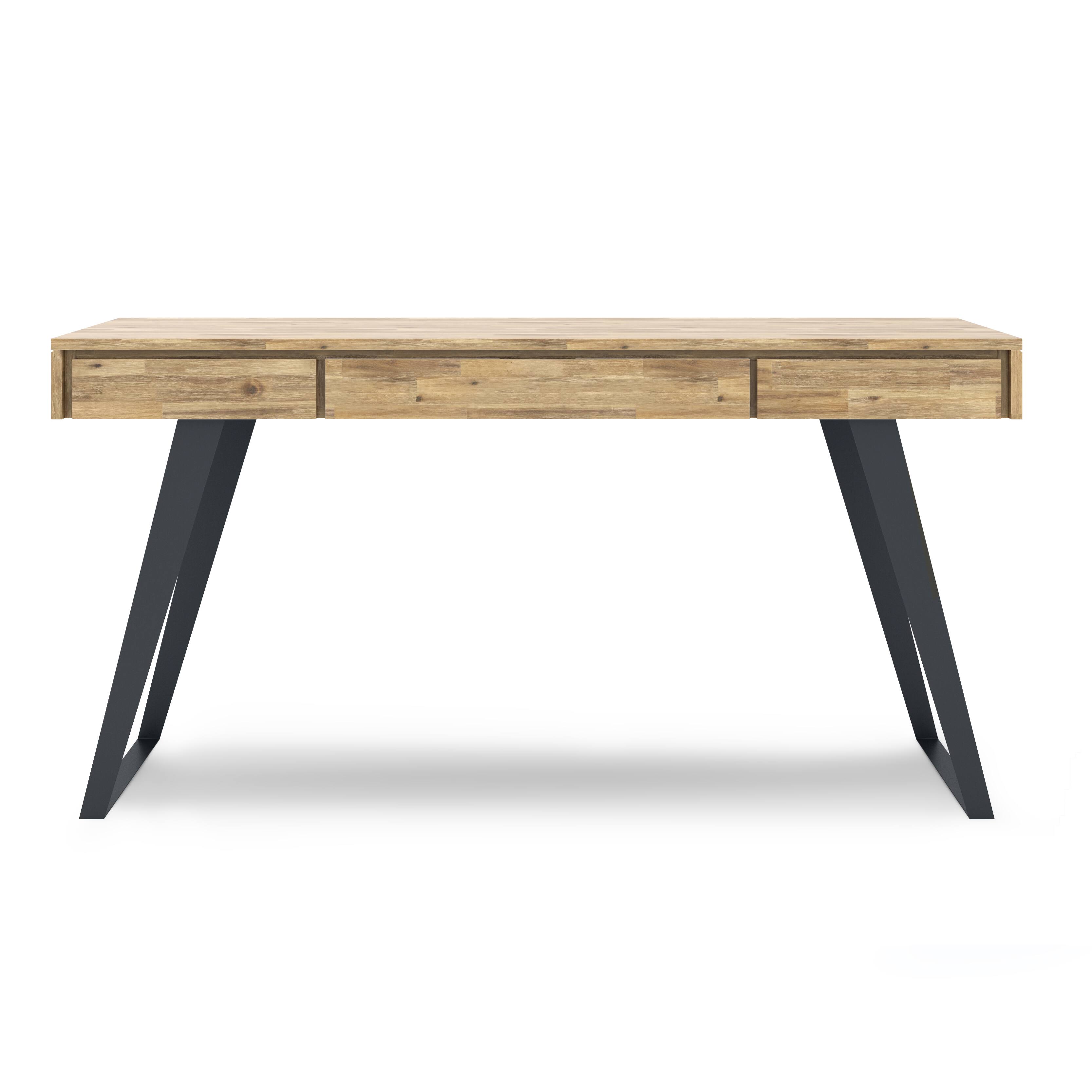 Alt View 12. Simpli Home - Lowry Rectangular Modern Industrial Acacia 2-Drawer Table - Distressed Golden Wheat.