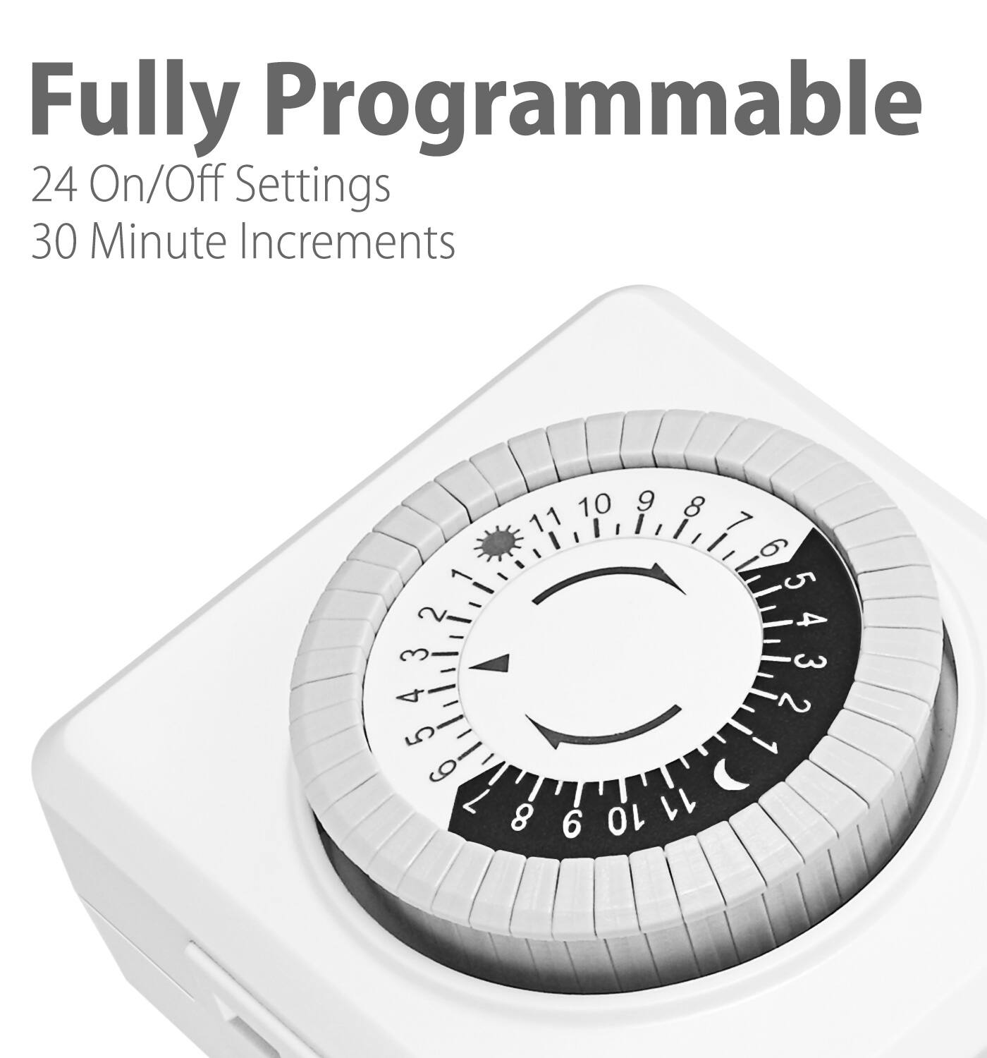 Fully Programmable, 24 On/Off Settings, 30 Minute Increments, 10, 9, 8, 11, 7, 6, 5, 2, 4, 3, 3, 4, 2, 5, 1, 6, 7, 8, 11, 6, 10.