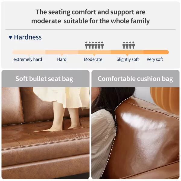 The seating comfort and support are moderate, suitable for the whole family. Hardness: extremely hard, Hard, Moderate, Slightly soft, Very soft. Soft bullet seat bag, Comfortable cushion bag.