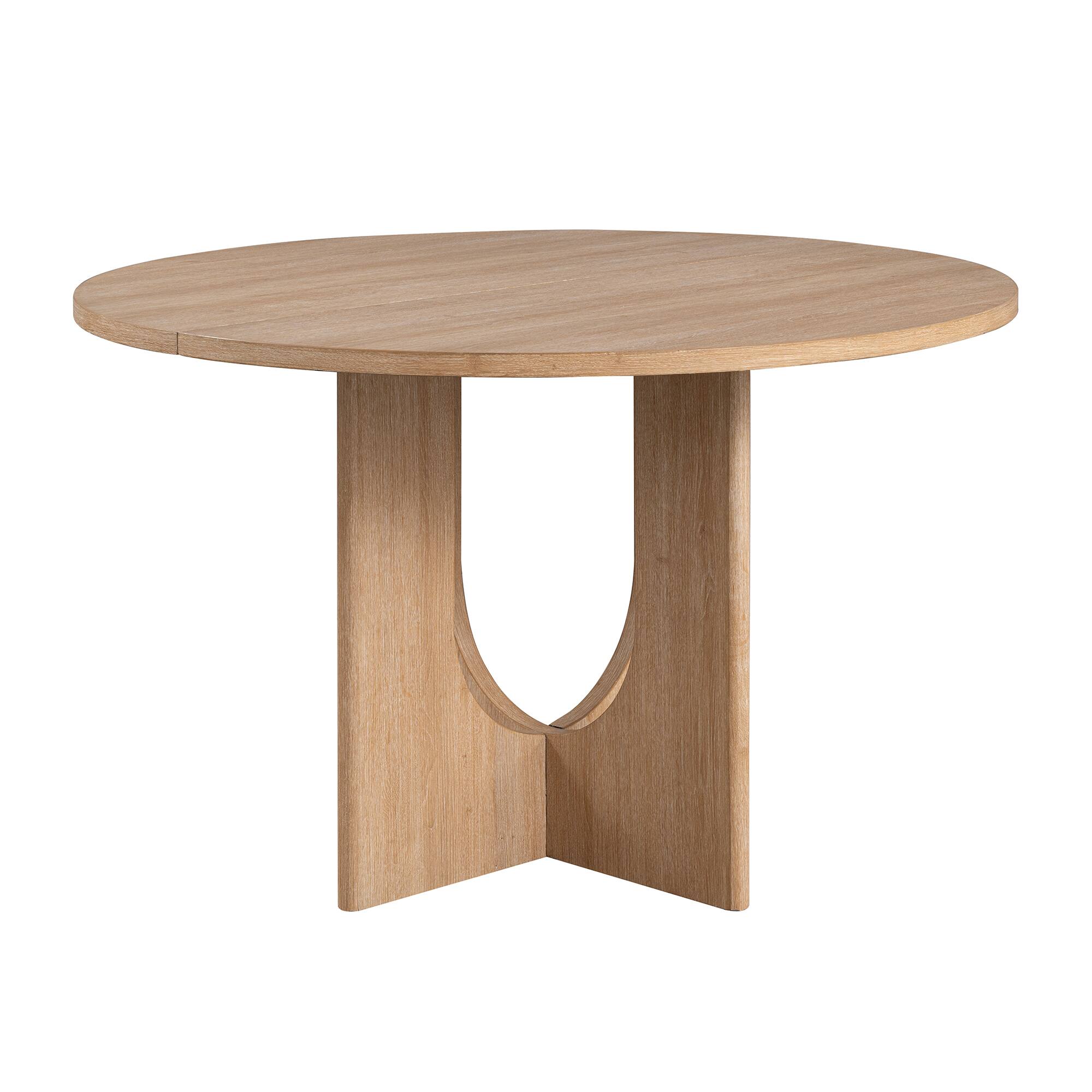 Alt View 1. Vaczon - Round Dining Table, Transitional Style, Natural Finish – Perfect for Family Meals Kitchen or Small Dining Spaces - Natural.