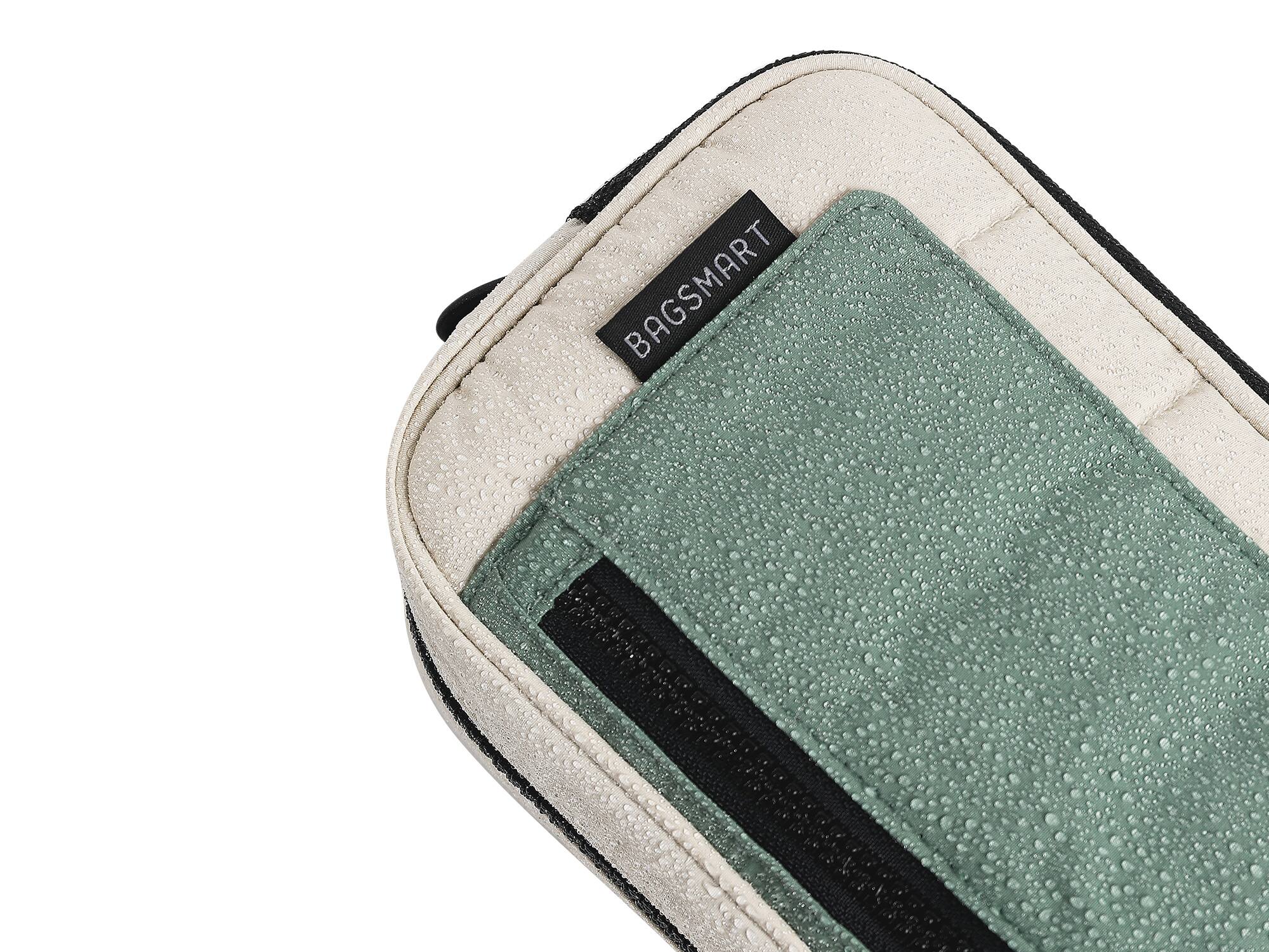 Alt View 4. Bagsmart - Paz 2L Waterproof Dopp Kit, Quilted Travel Toiletry Bag with Multiple Compartments for Travel & Daily Use - Celadon.