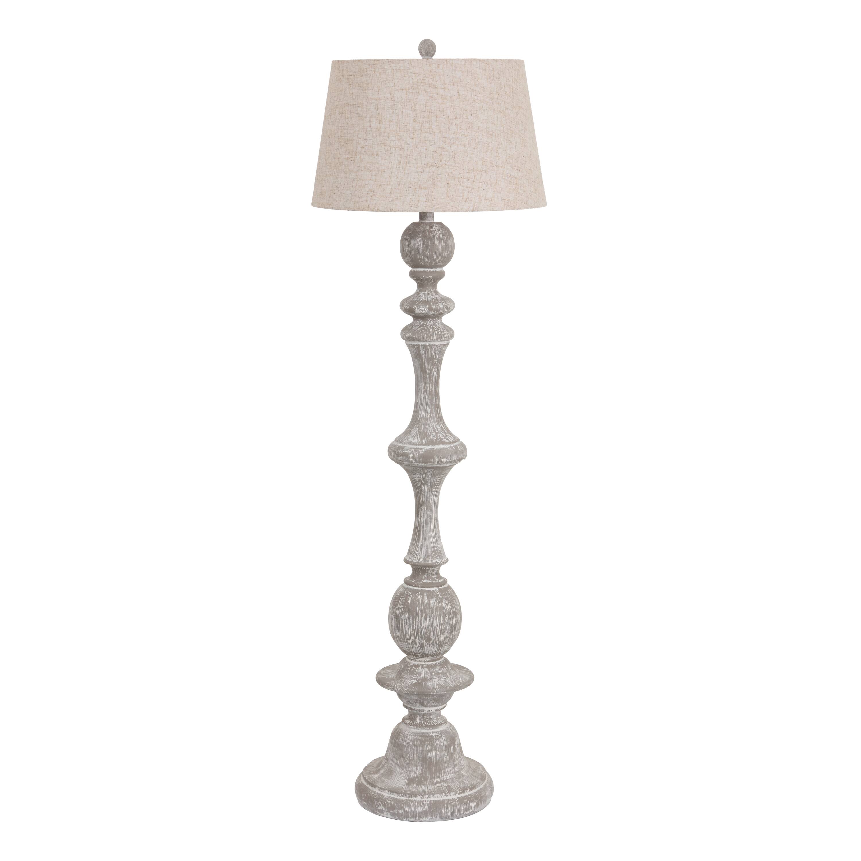 Alt View 6. Jonathan Y - Taylor 67" Rustic Farmhouse Spindled Resin LED Floor Lamp, Gray Wash - Gray Wash.