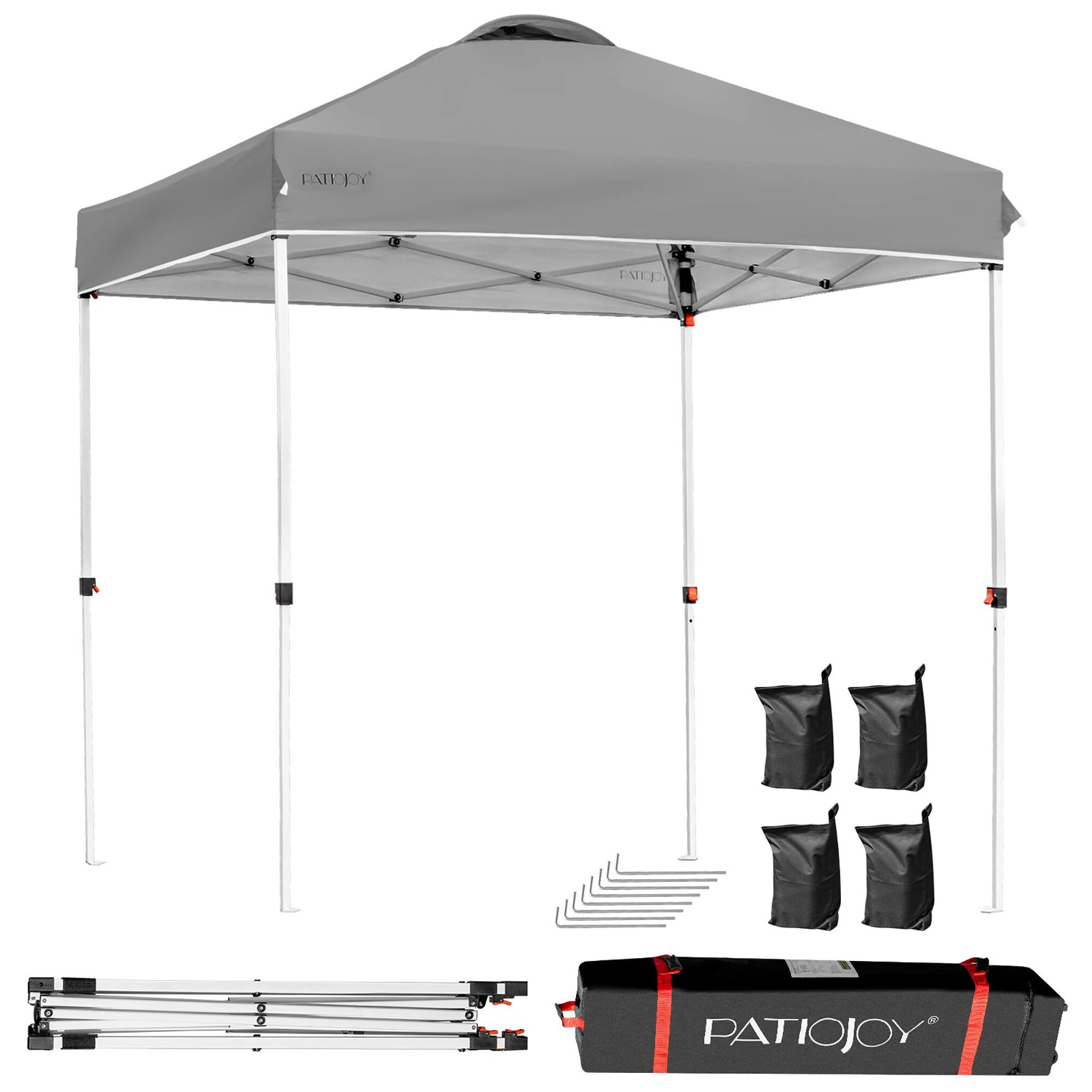 Costway - 6x6 FT Pop Up Canopy Tent Camping Sun Shelter W/ Roller Bag - Gray