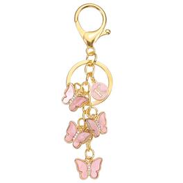 Unique Bargains - Butterfly Initial Letter Keychain, Alphabet K Metal Keyring, Cute Car Keys Holder Charm for Women Gift - Pink