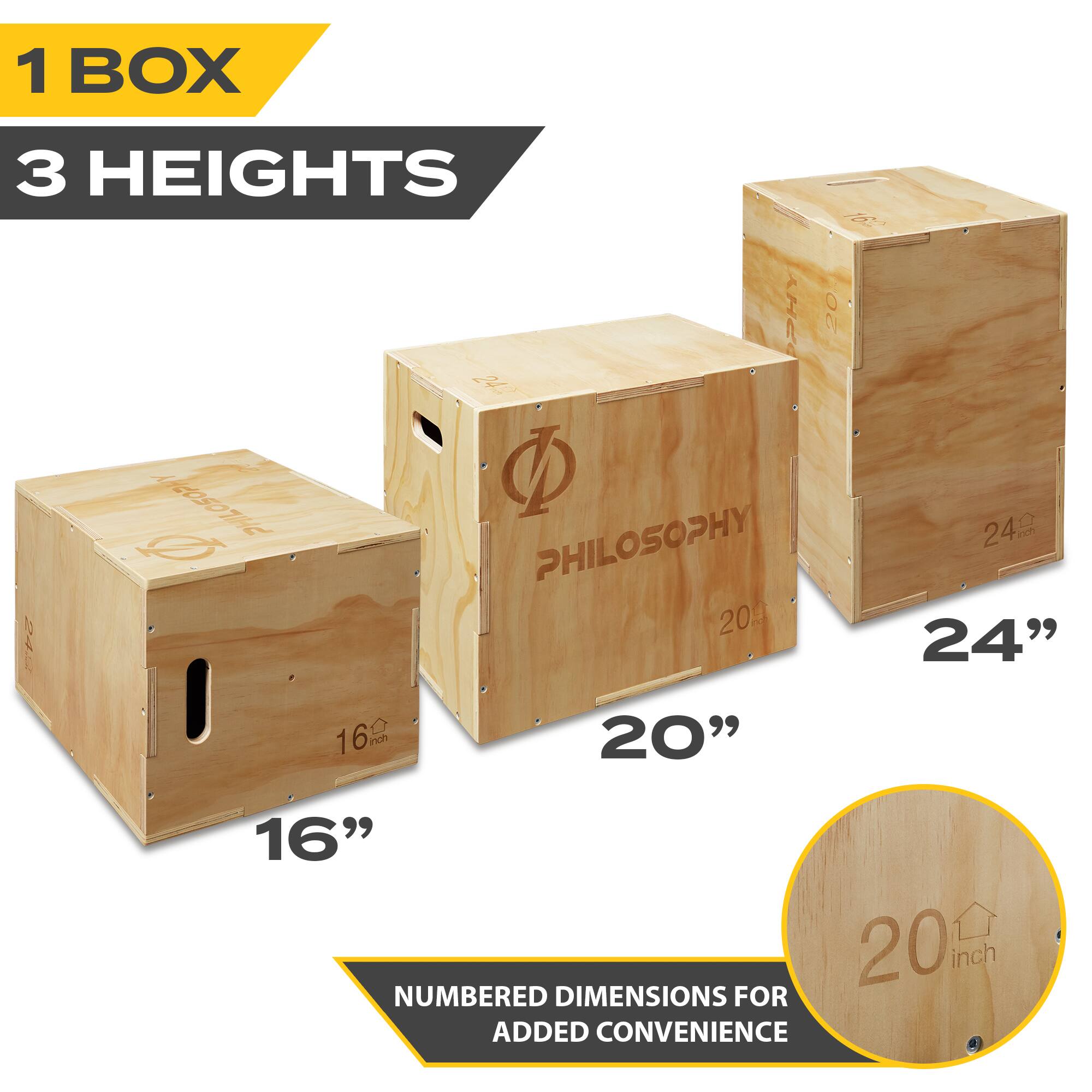 1 BOX  
3 HEIGHTS  

16"  
20"  
24"  

PHILOSOPHY  

NUMBERED DIMENSIONS FOR ADDED CONVENIENCE
