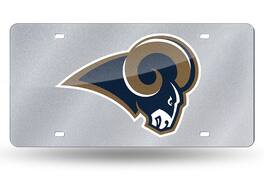 Rico Industries - Los Angeles LA Football Rams Silver Glitter Look 12x6 LASER License Plate Tag - Multi
