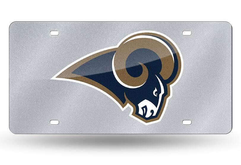 Los Angeles LA Football Rams Silver Glitter Look 12x6 LASER License Plate Tag