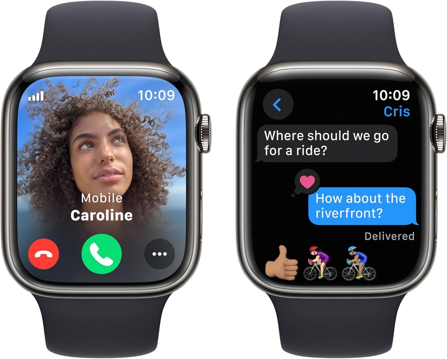 10:09  
Cris: Where should we go for a ride?  
Mobile Caroline: How about the riverfront?  
Delivered