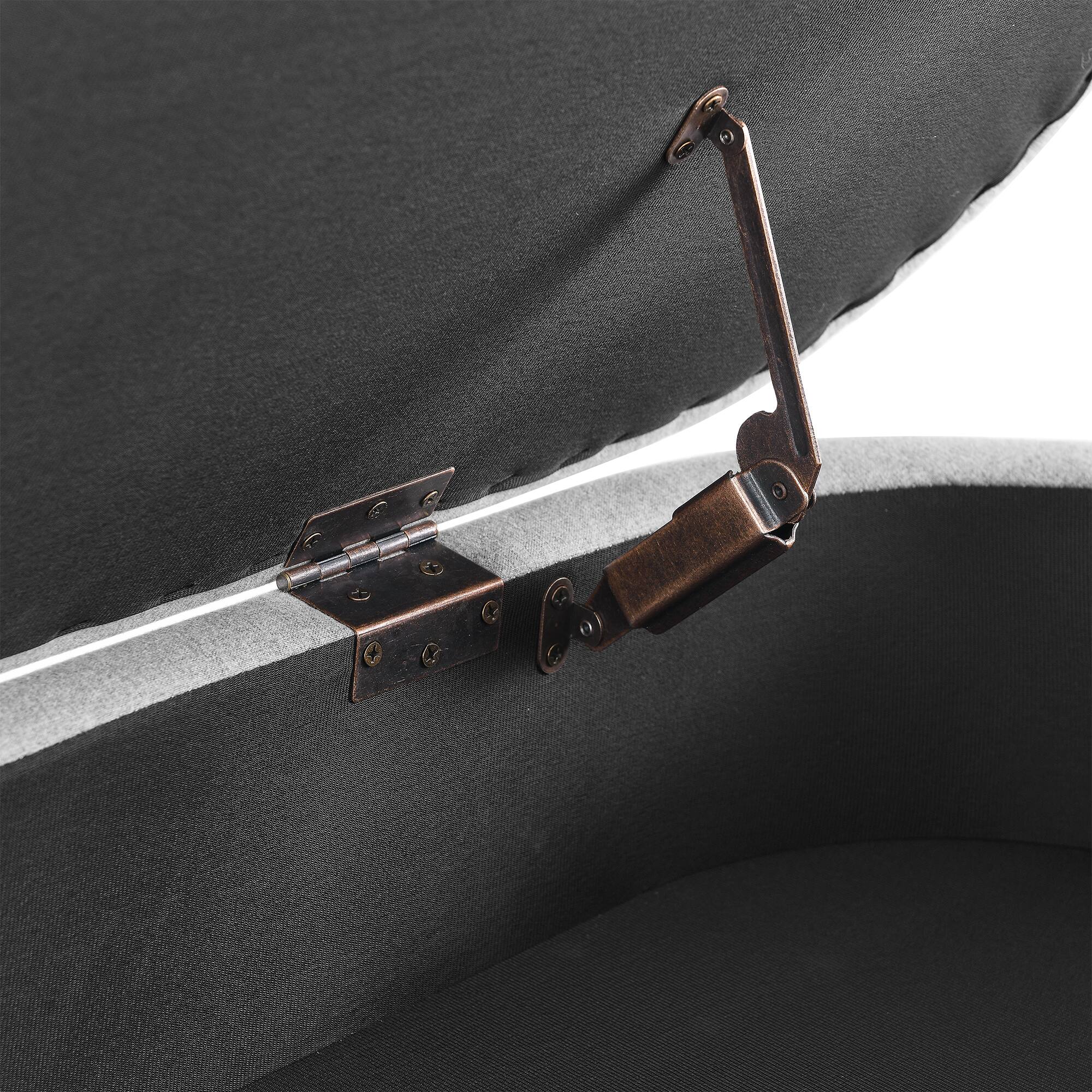 Alt View 8. GOODSILO - Elegant Fabric Storage Ottoman Bench with Wooden Legs for Living Room or Bedroom Footrest and Seating - Grey.