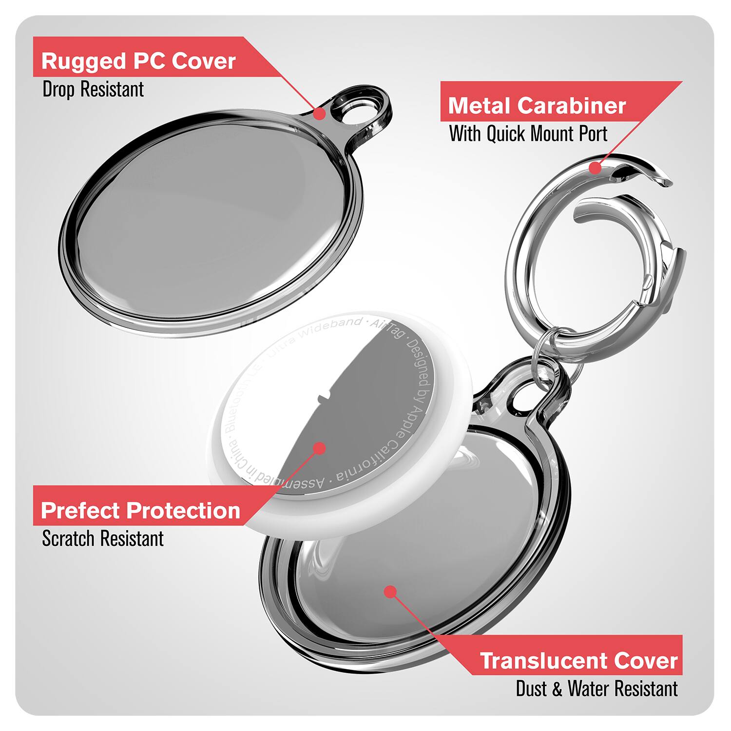 Rugged PC Cover Drop Resistant Metal Carabiner With Quick Mount Port Wideband AI Tag Ultra: Designed by Bluetooth Apple China California in Assembled Used Perfect Protection Scratch Resistant Translucent Cover Dust & Water Resistant