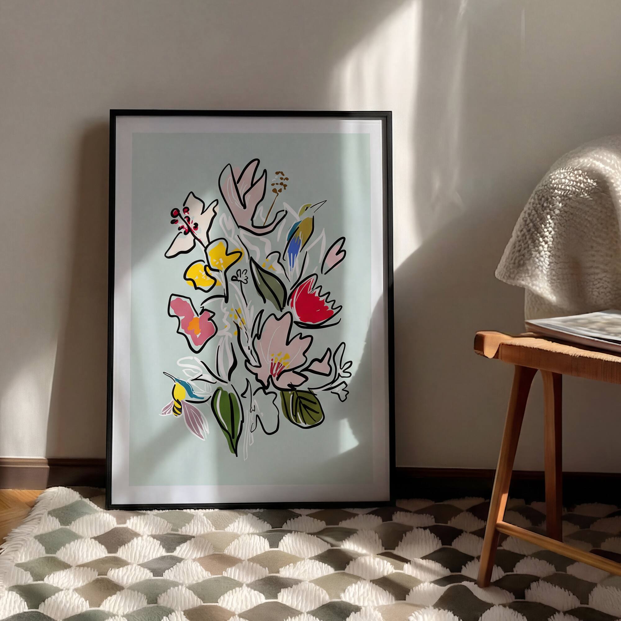 Alt View 6. HOMLUX - 1 Piece Framed Floral Bouquet Canvas Wall Art Modern Botanical Wall Decor Flower Canvas Print 24 in. x 18 in. - Multi-Colored.