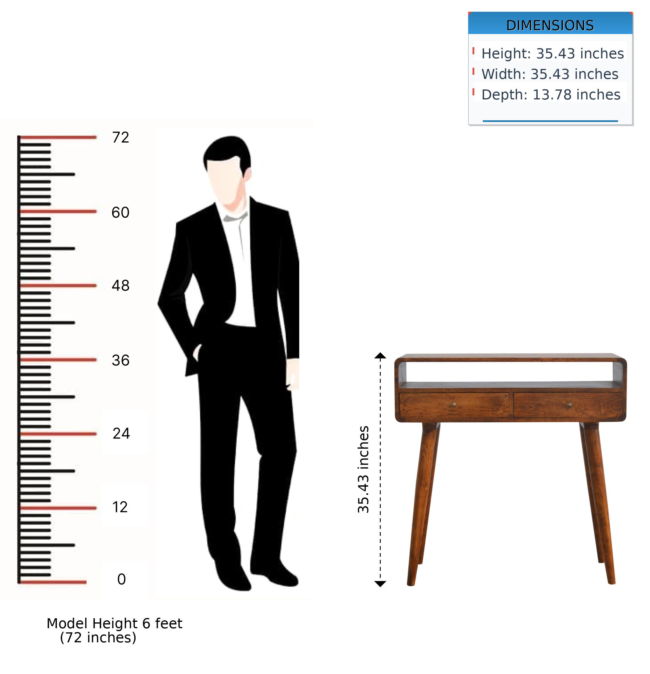 DIMENSIONS  
Height: 35.43 inches  
Width: 35.43 inches  
Depth: 13.78 inches  

Model Height 6 feet (72 inches)