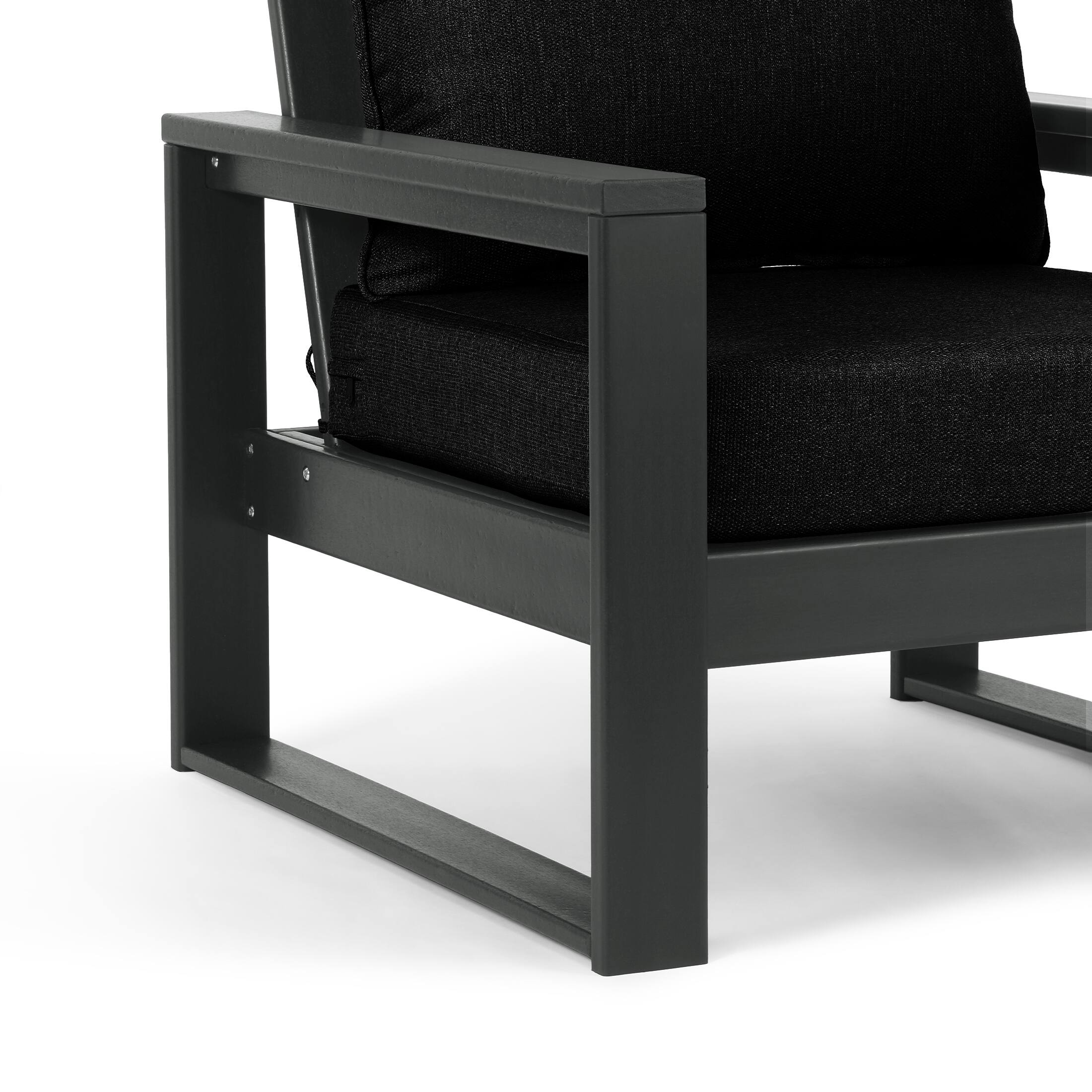 Alt View 3. WestinTrends - WestinTrends Montara Outdoor Modern HDPE Patio Club Chair with Waterproof Deep Seat Cushions (Set of 2) - Black.