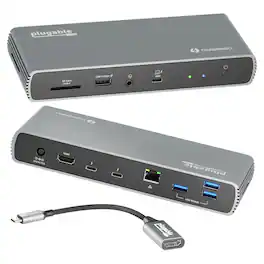 Plugable - Thunderbolt 4 Dock with 100W Charging - Thunderbolt Certified - 3x Thunderbolt Ports - TAA Compliant - Space Gray