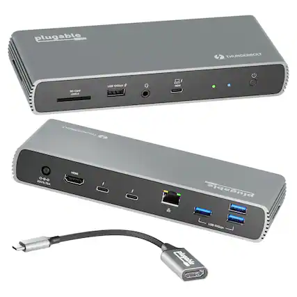 plugable THUNDERBOLT SD Card UHS-I USB 10Gbps If 9W THUNDERBOLT 0-8-0 20V/6.75A HDMI plugable d Ua 10Gbps plugable