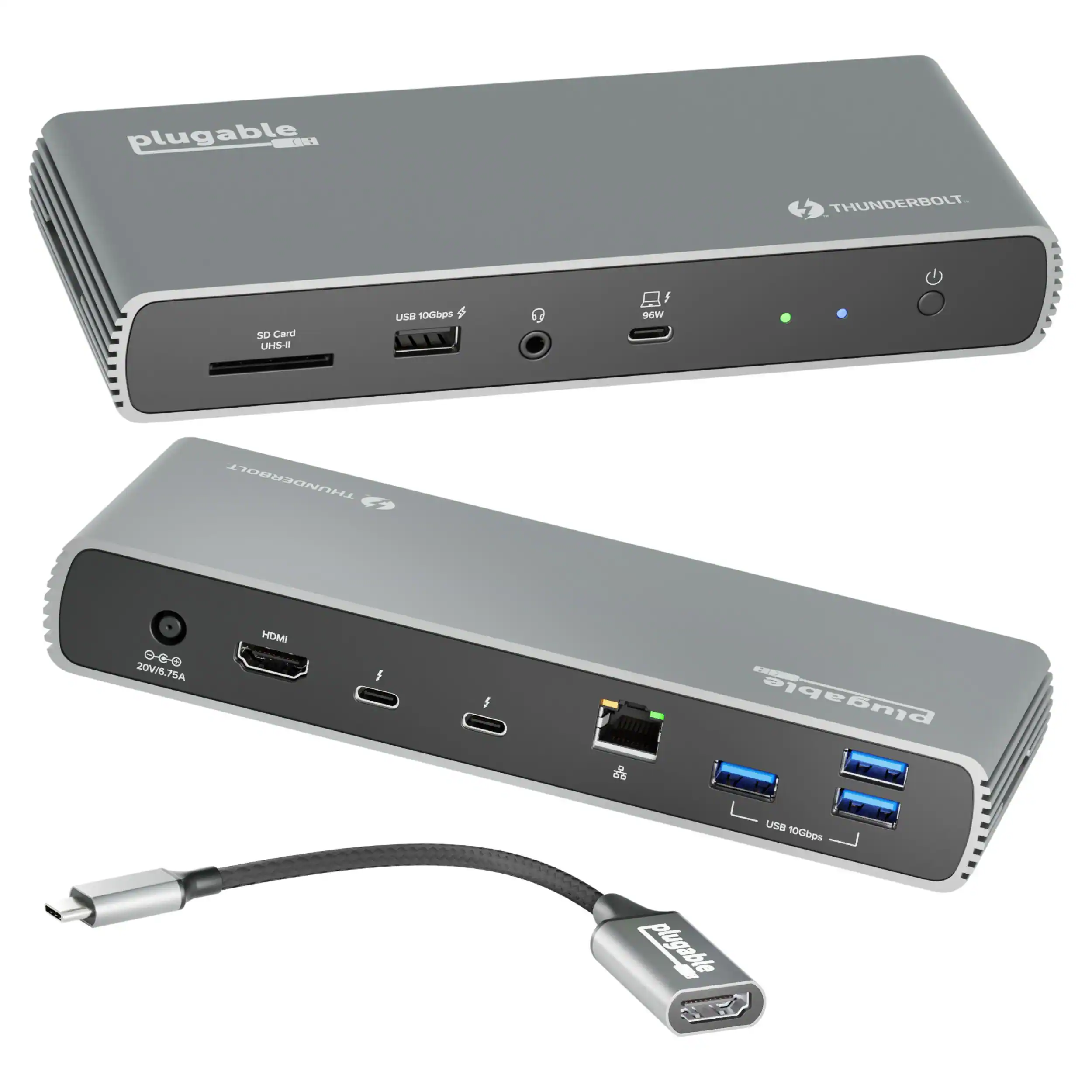 plugable THUNDERBOLT SD Card UHS-I USB 10Gbps If 9W THUNDERBOLT 0-8-0 20V/6.75A HDMI plugable d Ua 10Gbps plugable