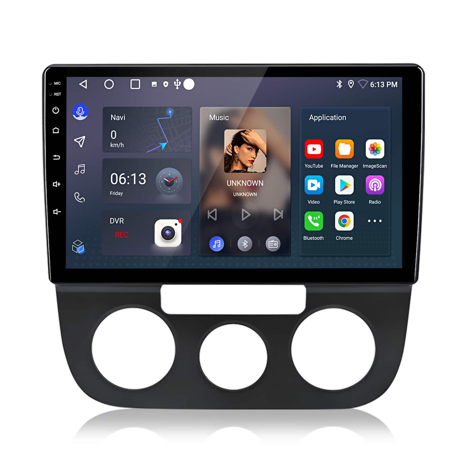 Junsun - For VW Jetta 5 2005-2010 10" 2+64GB carplay Android 14 Car Stereo Radio GPS Navi RDS WIFI DSP SWC Bluetooth FM - Black