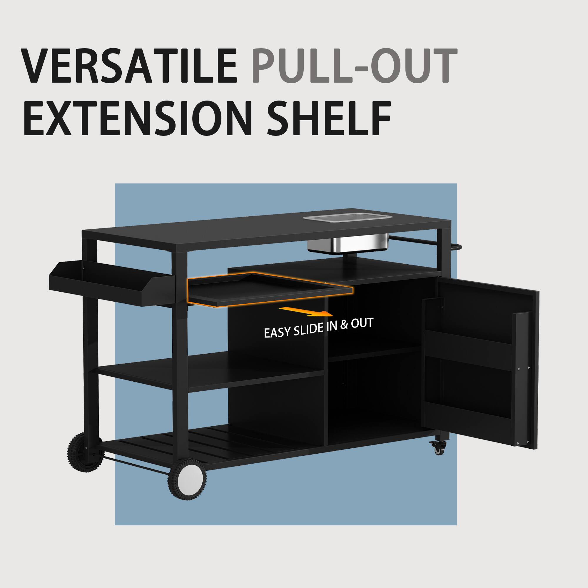 VERSATILE PULL-OUT EXTENSION SHELF  
EASY SLIDE IN & OUT