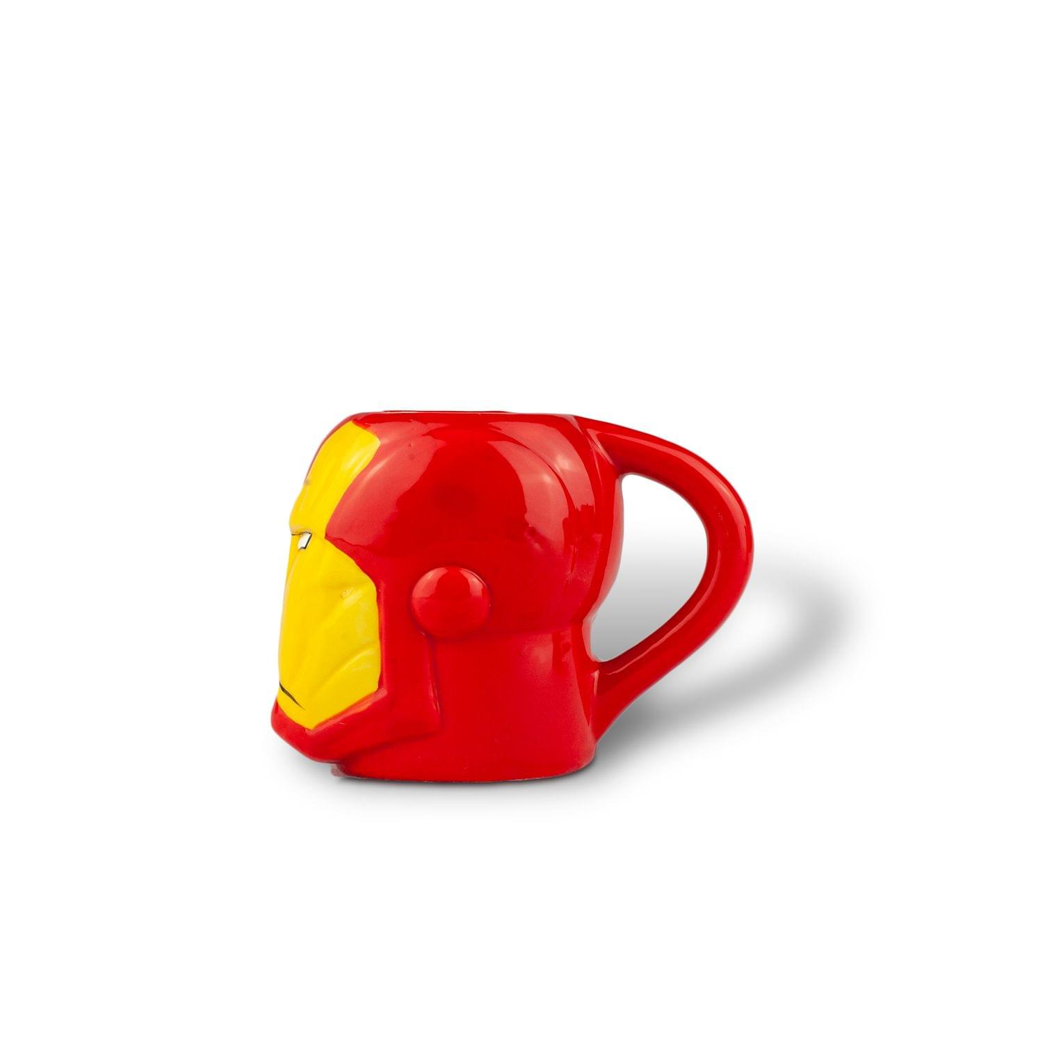 Alt View 1. Surreal Entertainment - Marvel Collectible | Marvel Iron Man Armored Head 3D Ceramic Mug | 6 Ounces - Red.