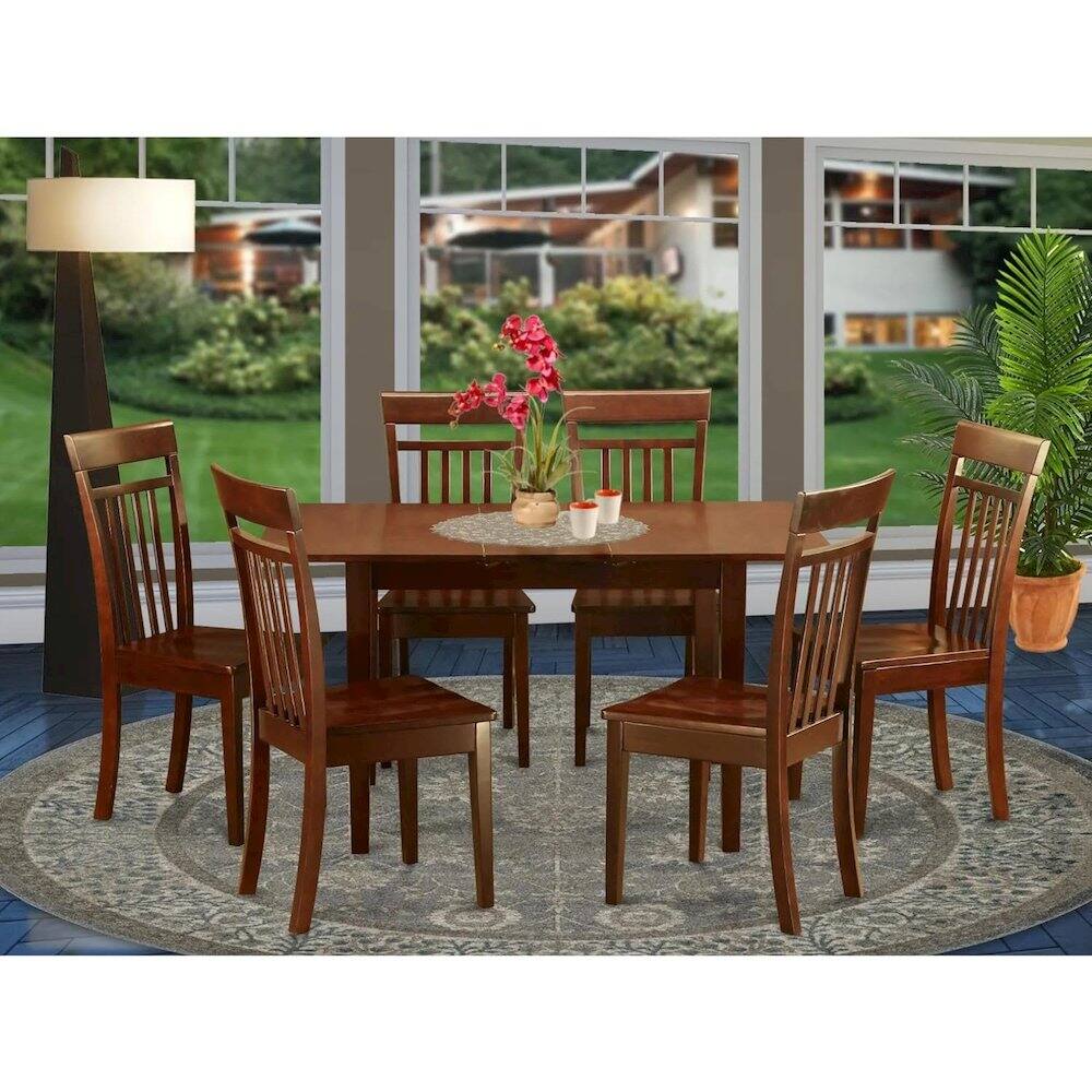Back. East West Furniture - 7 Pc Small Kitchen nook Dining set -T able and 6 Chairs for Dining room - Mahogany.