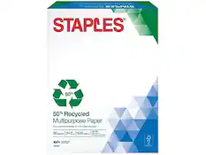 STAPLES
50% Recycled Multipurpose Paper
96 gsm | 24 x 500 sheets
100% Recycled