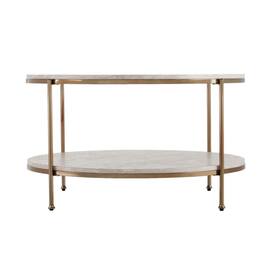 Hivvago - 33 Inch Solid Manufactured Wood And Metal Coffee Table - White