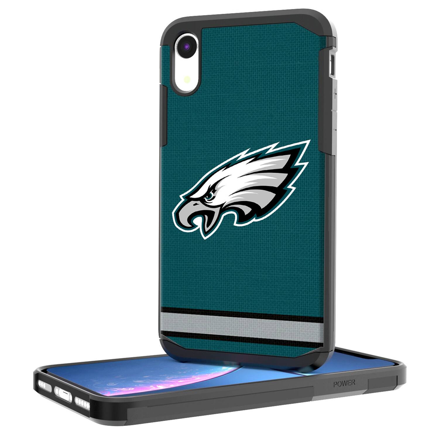 Front. Keyscaper - Philadelphia Eagles iPhone Rugged Stripe Design Case - 15 - Multicolor.