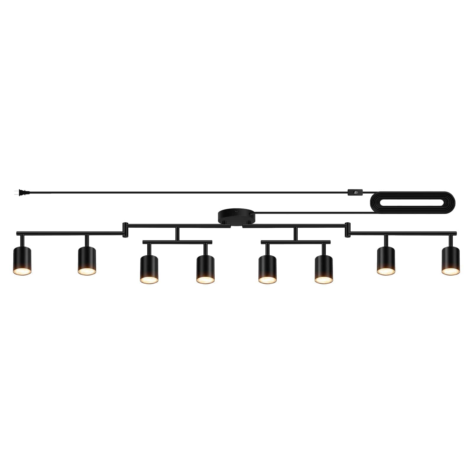 COTTAGE - Plug In Track Lighting Led Fixtures Ceiling 4-light Kitchen Light Kit Wall With 14 Power Cord Rotatable - 8-Light Track Light(Black)