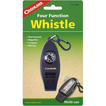 No. 0044 COGHLANS Four Function Whistle Thermometer Magnifier Compass Whistle NW N W = E S 2s OCHLANS F LLLLLIO www.coghlans.com Multi-use
No. 0044 COGHLANS Four Function Whistle
- Thermometer
- Magnifier
- Compass
- Whistle
www.coghlans.com
Multi-use