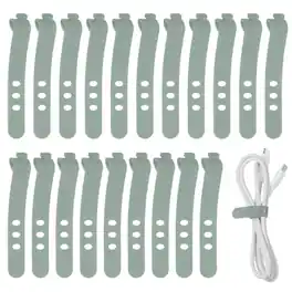 Unique Bargains - 20pcs Silicone Cable Ties, 3-Hole Reusable Rubber Cord Tie, Adjustable, Locking Buckle, Multi Purpose Strap