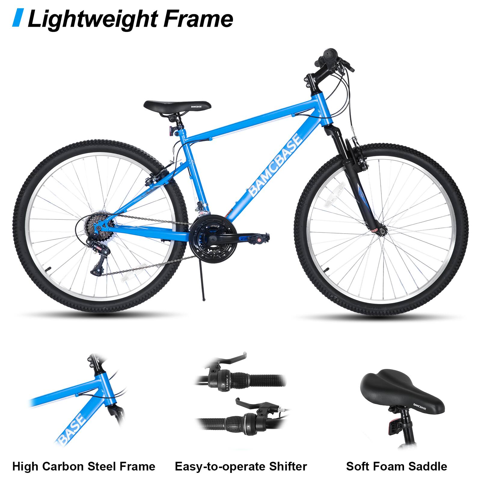 - Lightweight Frame
- High Carbon Steel Frame
- Easy-to-operate Shifter
- Soft Foam Saddle