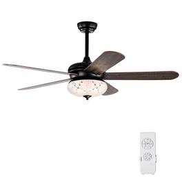 Gymax - 52'' Retro Ceiling Fan w/ Remote Control 3 Wind Speeds & 5 Reversible Blades - Black