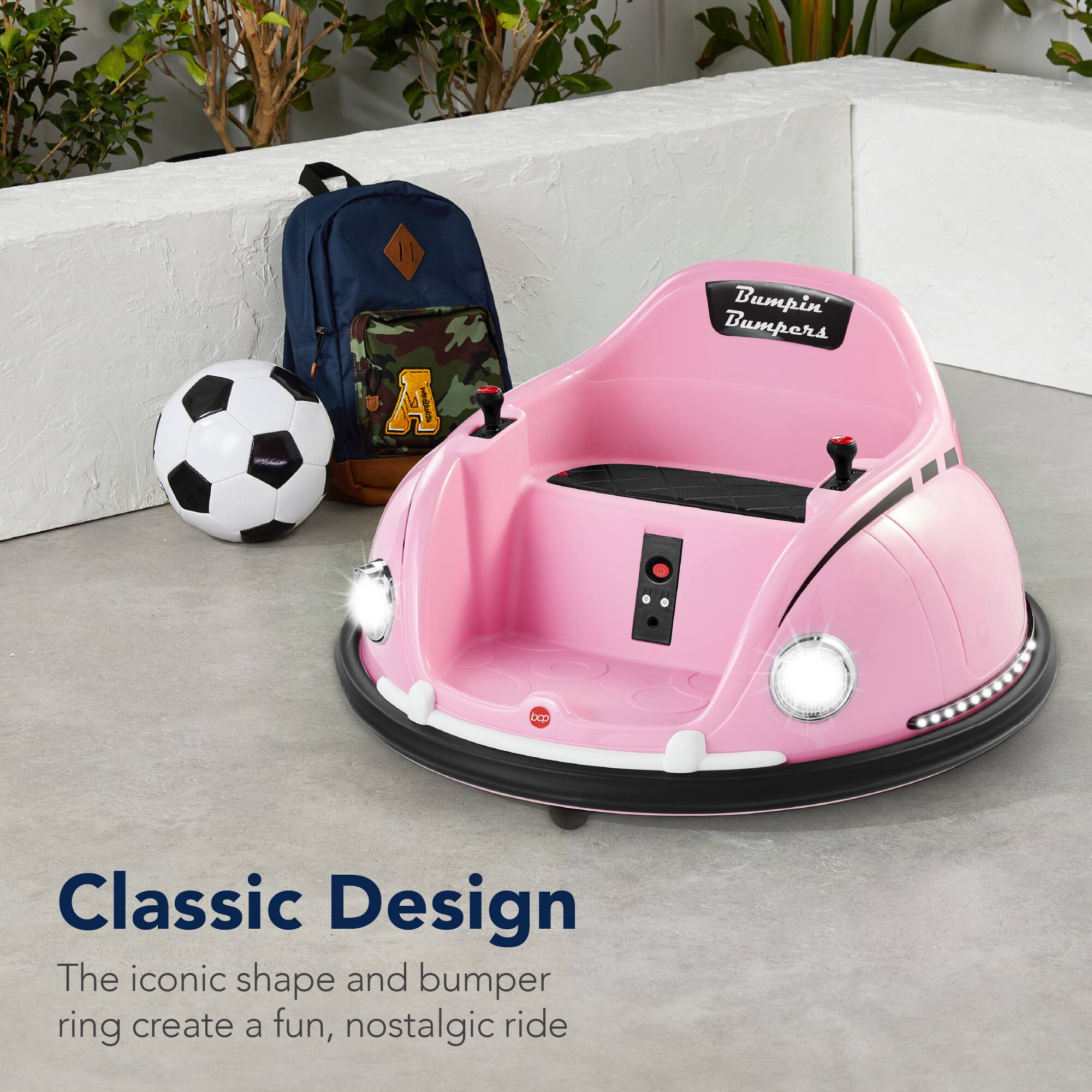 A Bumpin' Bumpers Classic Design: The iconic shape and bumper ring create a fun, nostalgic ride.
