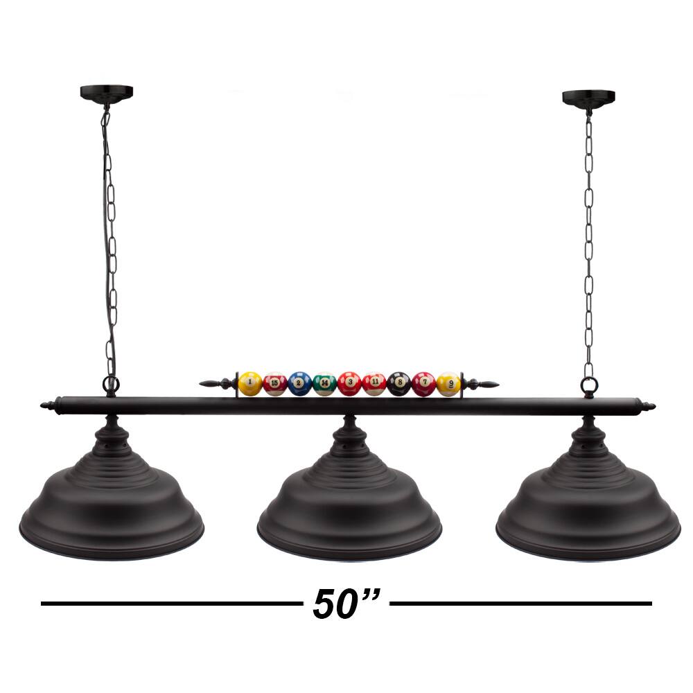 Angle. GSE Games & Sports Expert - 50" Metal Billiard Lights with Billiard Balls Decoration for Billiards Room - Black - Black.
