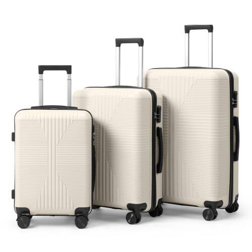 Alt View 7. Winado - 3-in-1 20" 24" 28" Trolley Carry On Luggage Set Spinner Wheels Lightweigh Hardside PP Suitcase Sets with Built-in Lock - White.