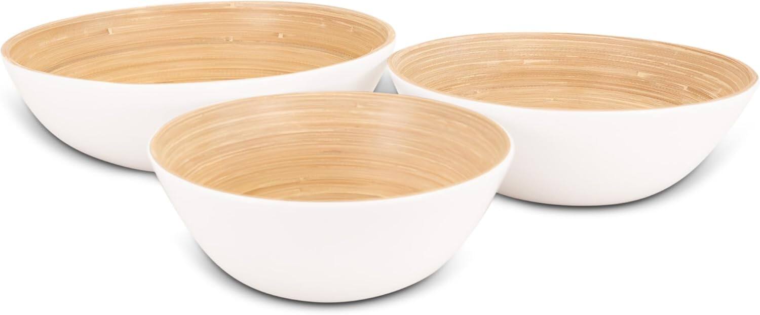 Lexa - Bamboo 3-Piece Bowl Set, 12, 10, 8 Inch - White price history on PriceWatchPro