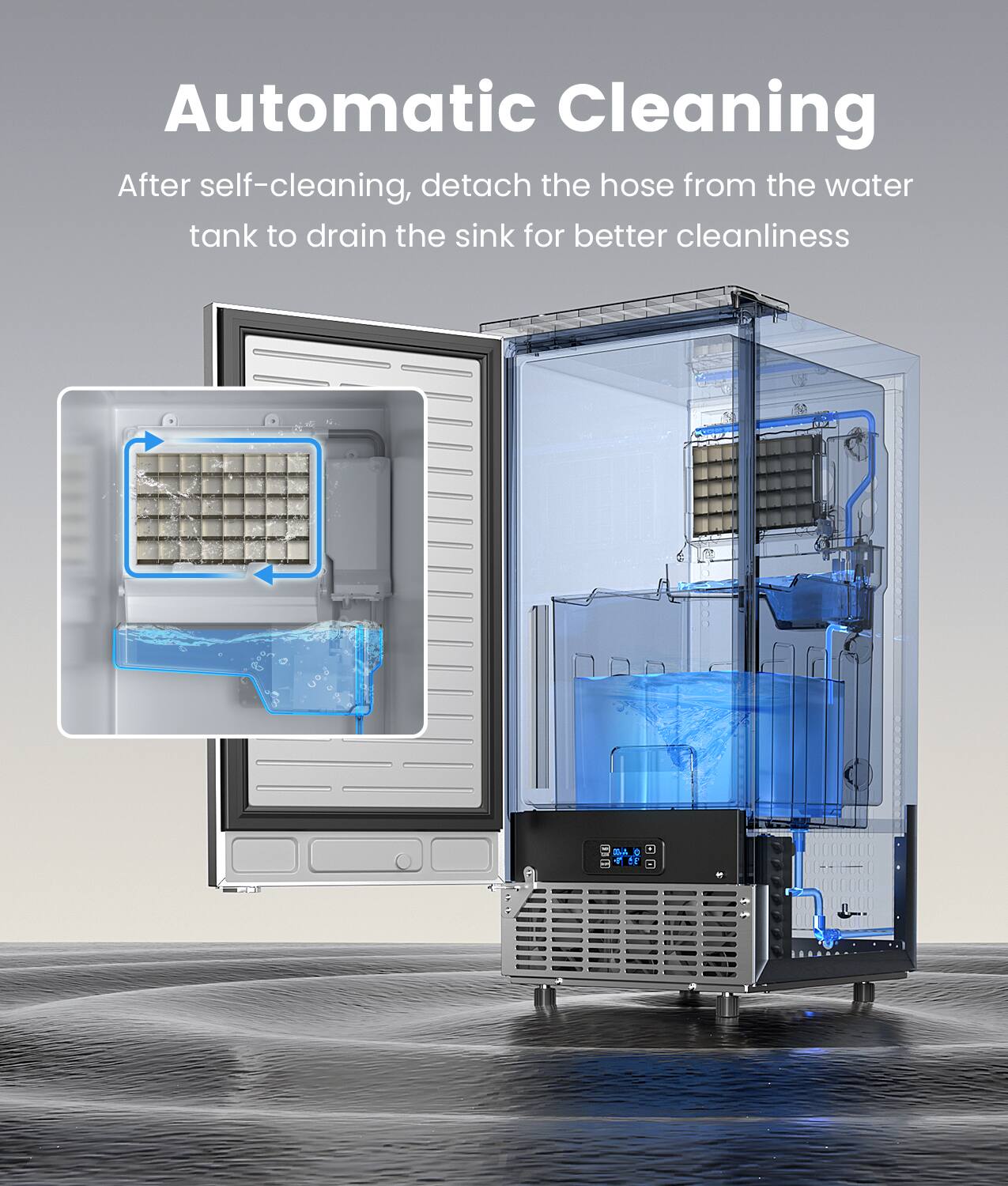 Automatic Cleaning: After self-cleaning, detach the hose from the water tank to drain the sink for better cleanliness.