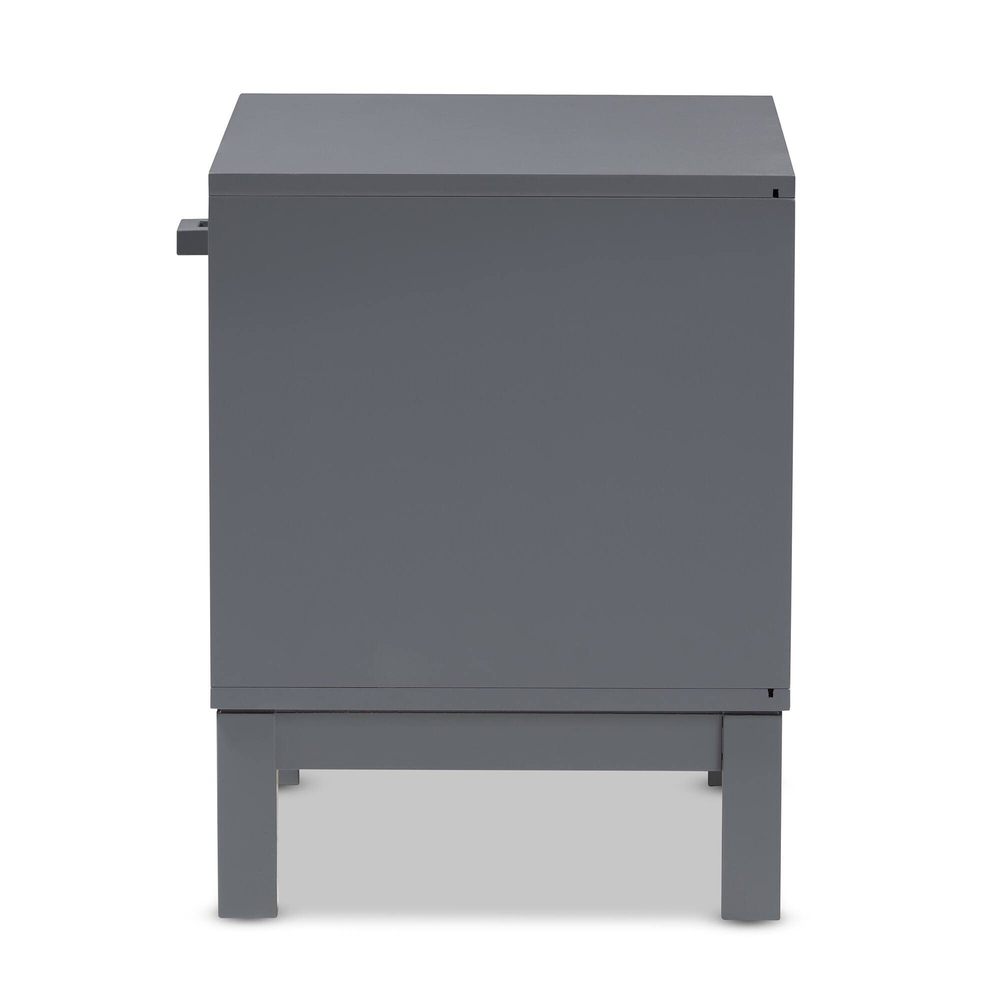 Back. Baxton Studio - Deirdre Modern and Contemporary Wood 1-Drawer Nightstand - Grey.