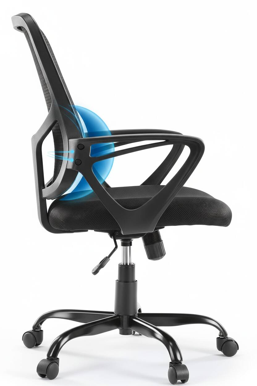 Alt View 1. AOITUN - Ergonomic Office Chair for Long Work Hours, Black Mid-Back Seat with Adjustable Arms, Swivel Design, 300 lb Capacity - Black.