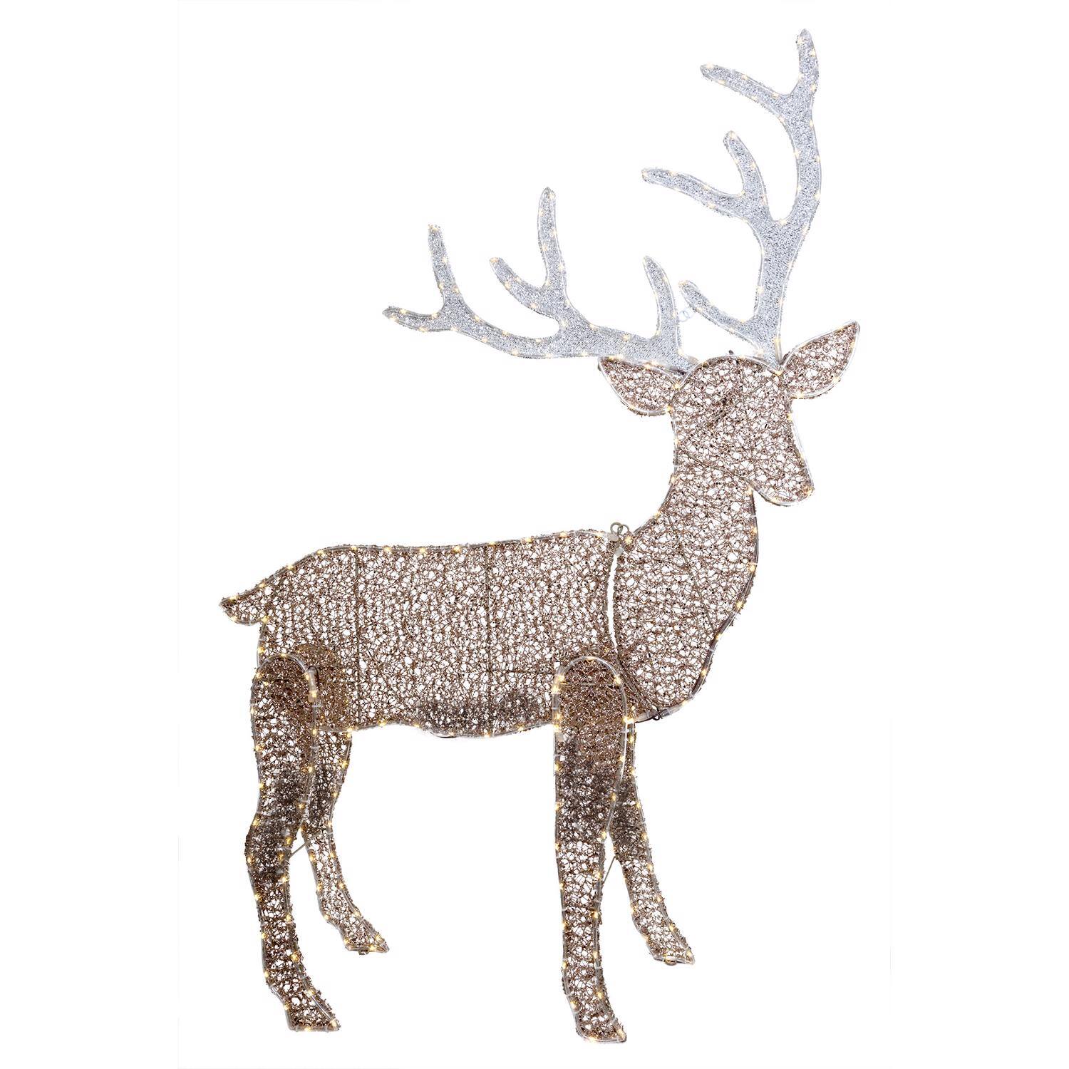 Front. Celebrations - Celebrations LED Warm White Deer Silhouette 48 in. Yard Decor - Brown | Silver | White.