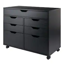 Winsome Wood - Halifax 5-Drawer Multi-Storage Mobile Cabinet - Black