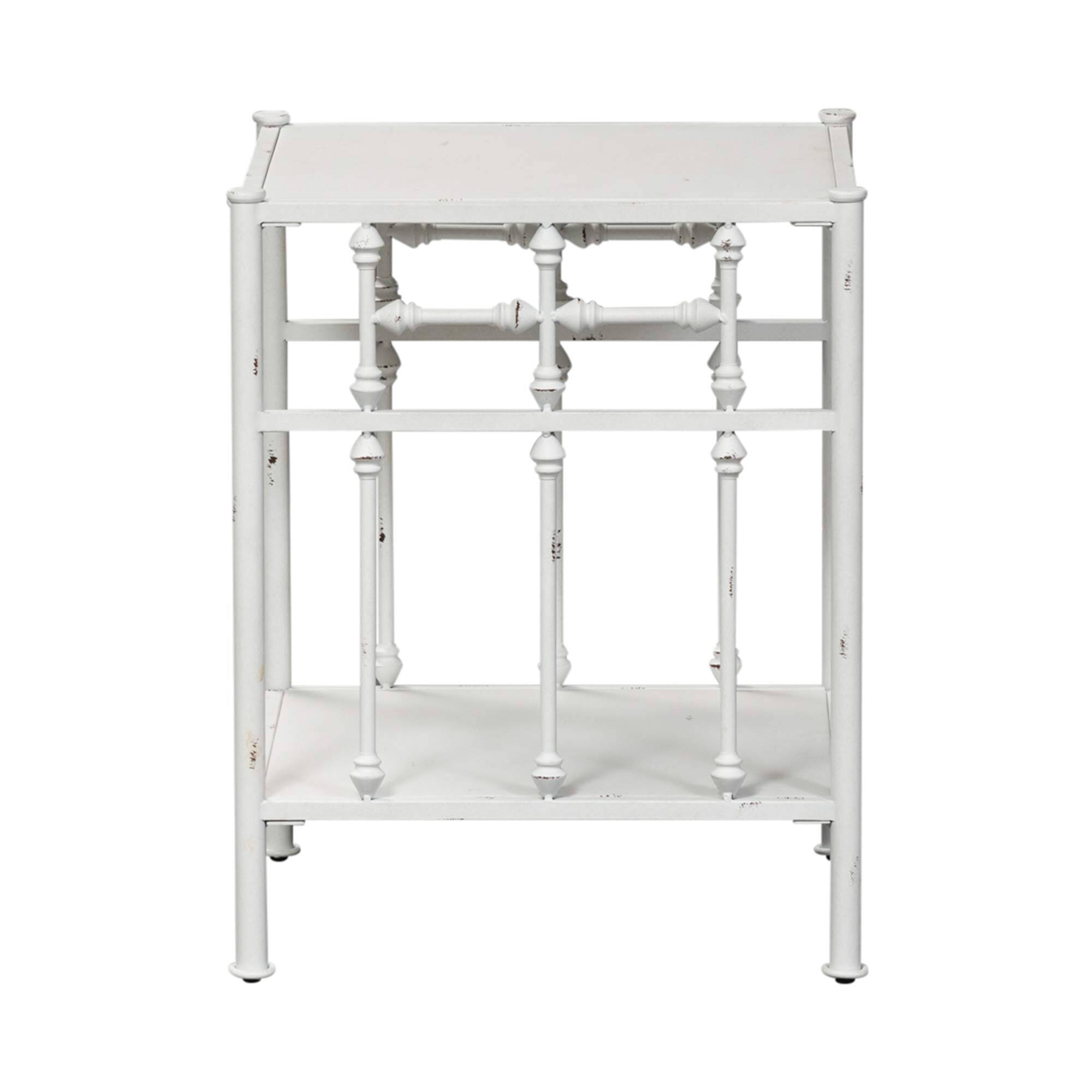 Alt View 1. Liberty Furniture Industries - Vintage Series Open Night Stand - Antique White in Distressed Metal - Black.