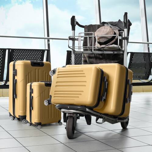 Alt View 8. Winado - 16" 20" 24" 28" Trolley Case Luggage Set 4-in-1 ABS Lightweight Hardside Suitcase for Carry On Check-in Business Travel - Yellow.