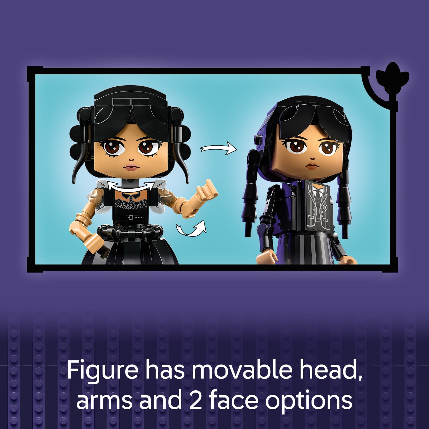 Figure has movable head, arms, and 2 face options.